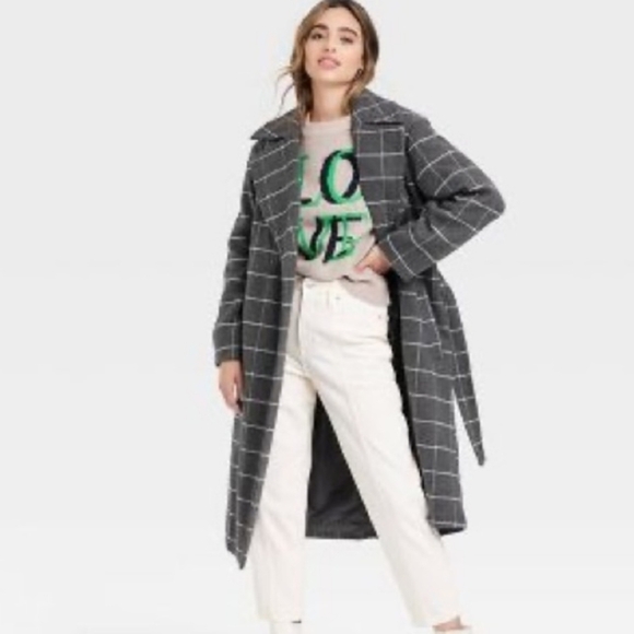 New Day Plaid Oversized Coat - Picture 1 of 8